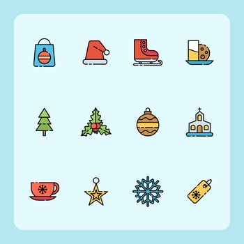 Cheerful Christmas Items Set vector