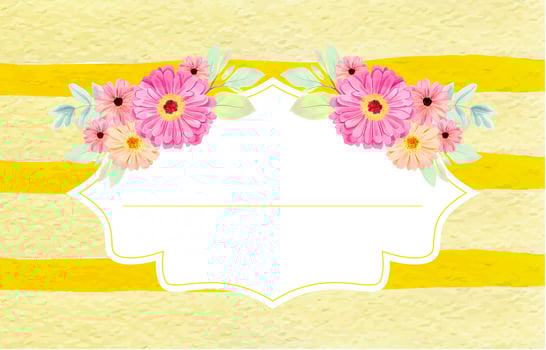 Trendy Gold Stripes Watercolor Flower Frame Background vector