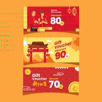 Set of Chinese New Year Gift Voucher Collection vector