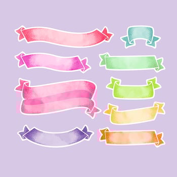 Watercolor Ribbons Sticker Collection vector