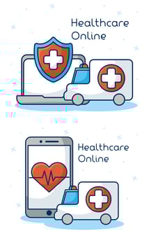 Online healthcare technology icon set vector