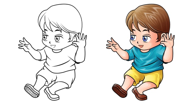 Child cartoon coloring page for kids vector