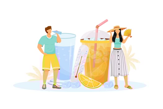 People drinking Summer drinks vector