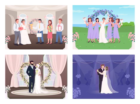 Wedding celebration flat vector