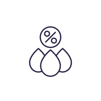 Humidity icon, drops and percent vector