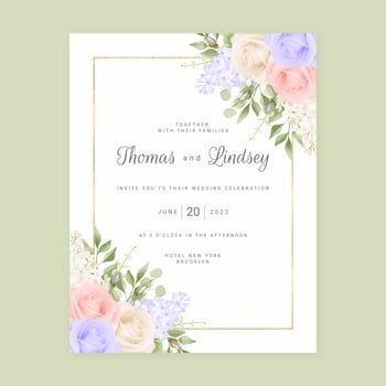 Pastel Roses Wedding Invitation Background vector
