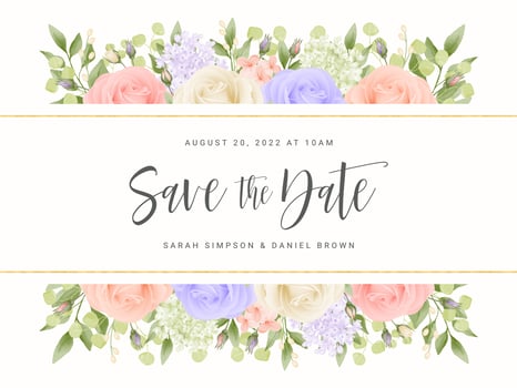 Pastel Roses Banner Save the Date Card vector