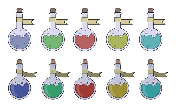 Magic potions set vector