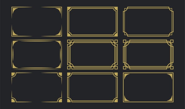 Golden art deco frames set vector