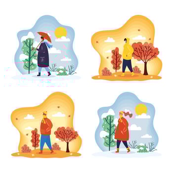 People outdoors in different season scenes vector
