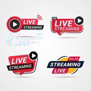 Live Streaming button, badge set vector