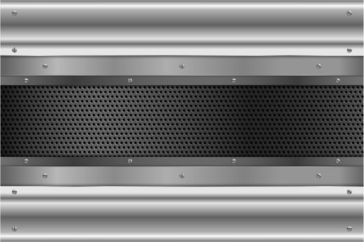 Silver panels with screws on perforated texture vector