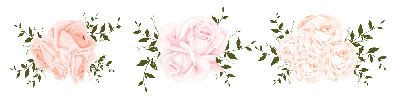 Watercolor rose bouquet set vector