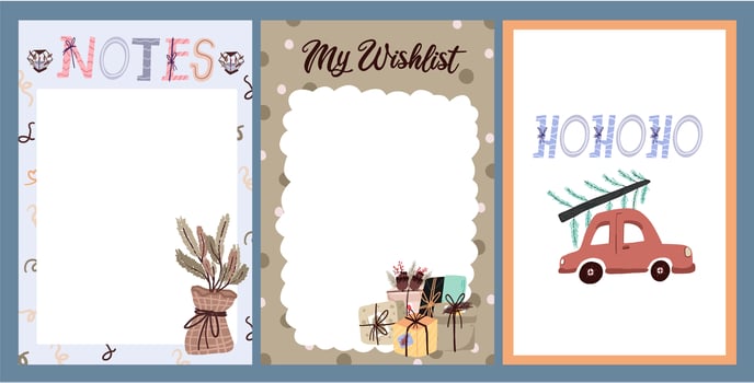 Christmas holiday sticker, journal, notes set vector