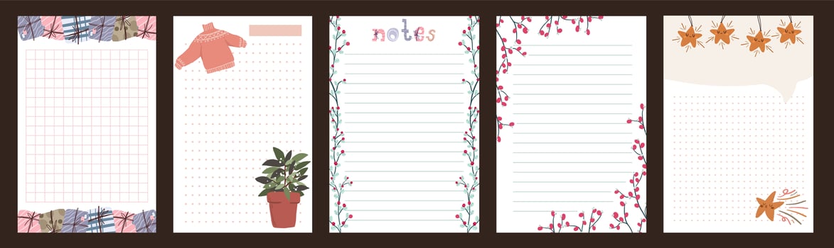 Christmas holiday journal, notepad set vector