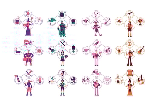 Personality archetypes set vector
