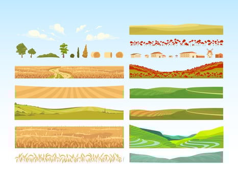 Agriculture objects set vector