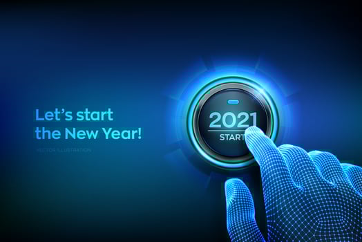 Happy New Year 2021 start button vector