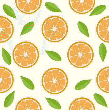 Oranges and leaves seamless pattern vector