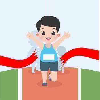 Boy Jogging in Marathon Race vector