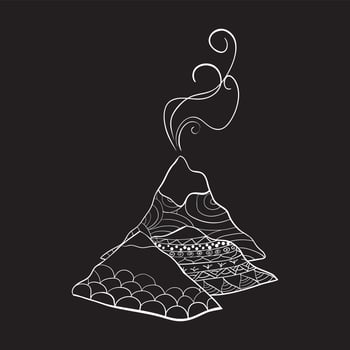 Volcano in doodle style. vector