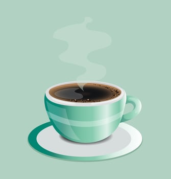 Green mug of hot coffee or tea vector