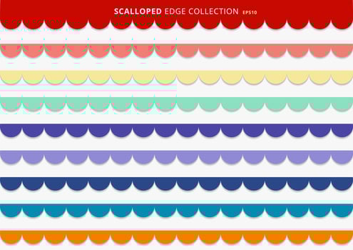 Set of colorful seamless scallops stripes vector