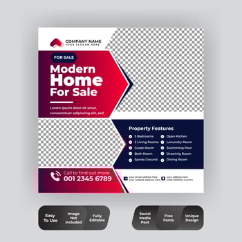 Real estate social media post template vector