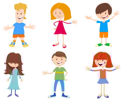 Cartoon happy children characters set vector