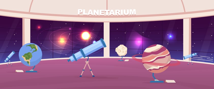 Empty planetarium hall vector