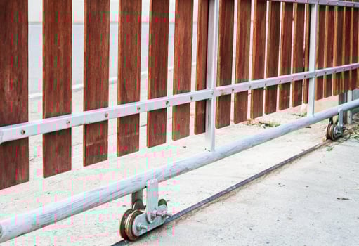 White rustic metal fence photo