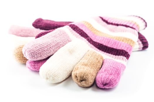 Winter gloves on white background photo