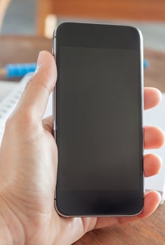 Person holding up a smartphone photo