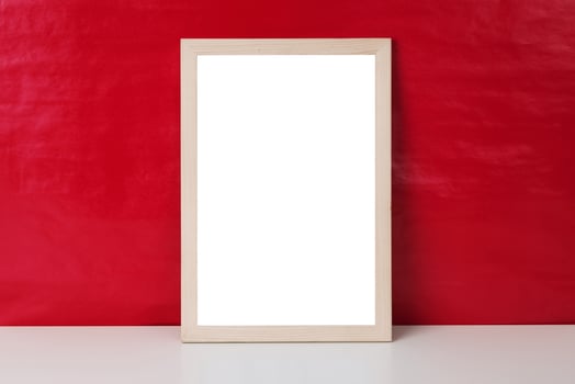Blank wooden photo frame mockup