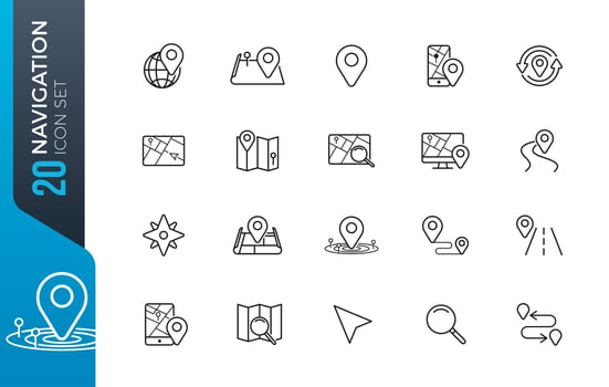 Minimal navigation icon set vector