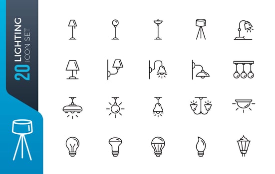 Minimal lighting icon set vector