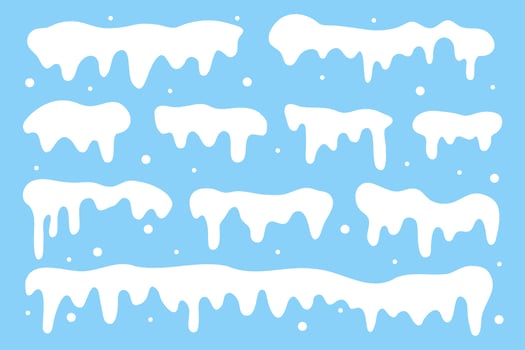 Snow cap collection. White snow falling in winter vector