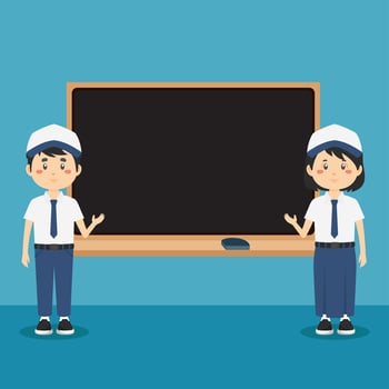 Cute Indonesian Junior High School Students with Board vector