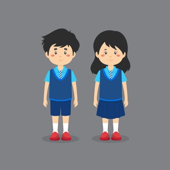 Cute Characters Wearing School Uniform vector