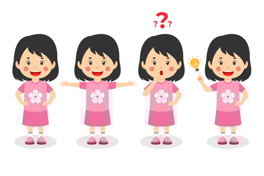 Happy Cute Kid Girl With Different Poses vector