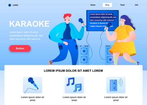 Karaoke flat landing page vector