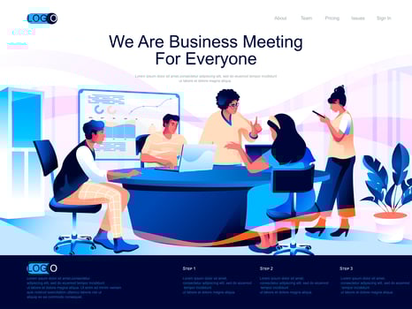 We are Business Meeting for everyone isometric landing page. vector