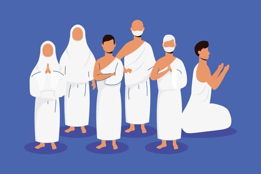 Hajj pilgrimage Muslim people vector