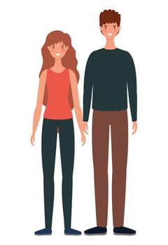 Isolated woman and man avatars cartoons vector