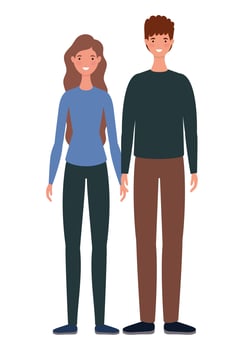 Isolated woman and man avatars cartoons vector