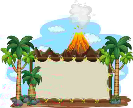 Blank banner on prehistoric scene background vector