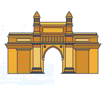 Edification of gateway of India isolated icon vector