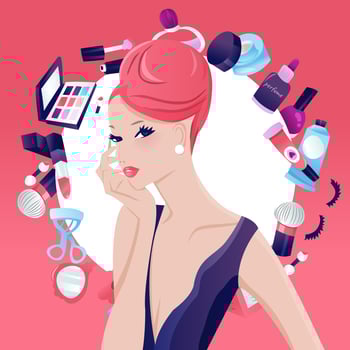 Glamorous Chic Updo Hair Girl Beauty Makeup Design vector