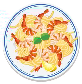 Aerial view of food on plate vector
