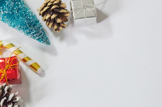 Top view of Christmas decorations photo